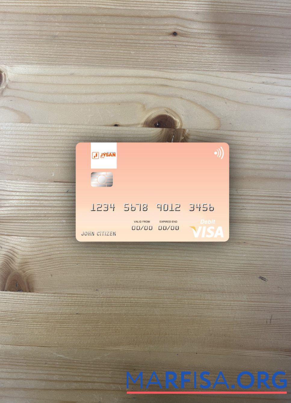 Downloadable Kazakhstan First Heartland Jýsan Bank visa card photolook fron example